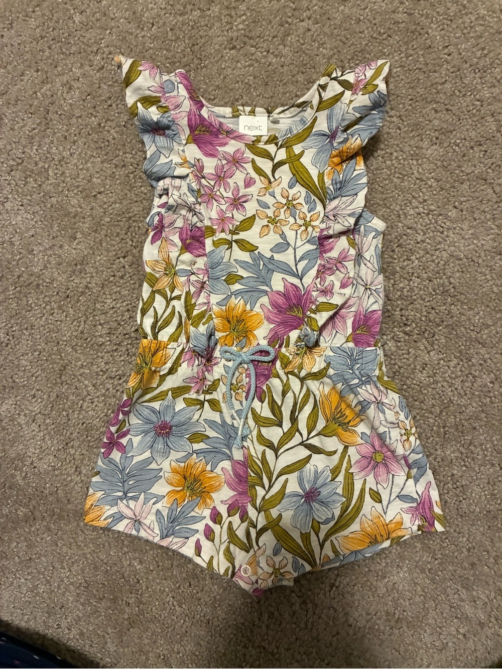Next Floral Ruffle Strap Romper in Multi color